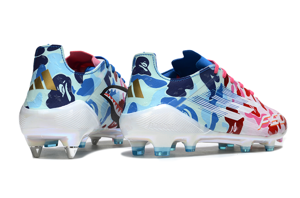 Adidas F50 Elite SG x BAPE Lace soleplate – SG stud configuration engineered for explosive traction on natural wet grass pitches.