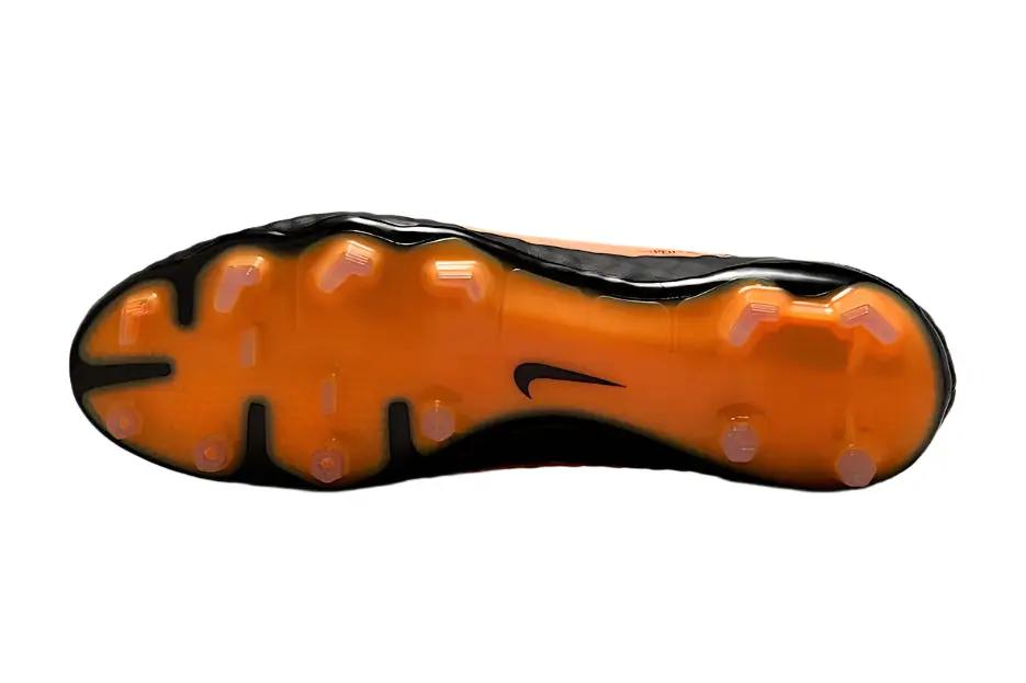 Side view of Nike Hypervenom Phantom RGN Bright Citrus Elite FG football boots in vibrant orange with black accents – elite firm ground soccer cleats