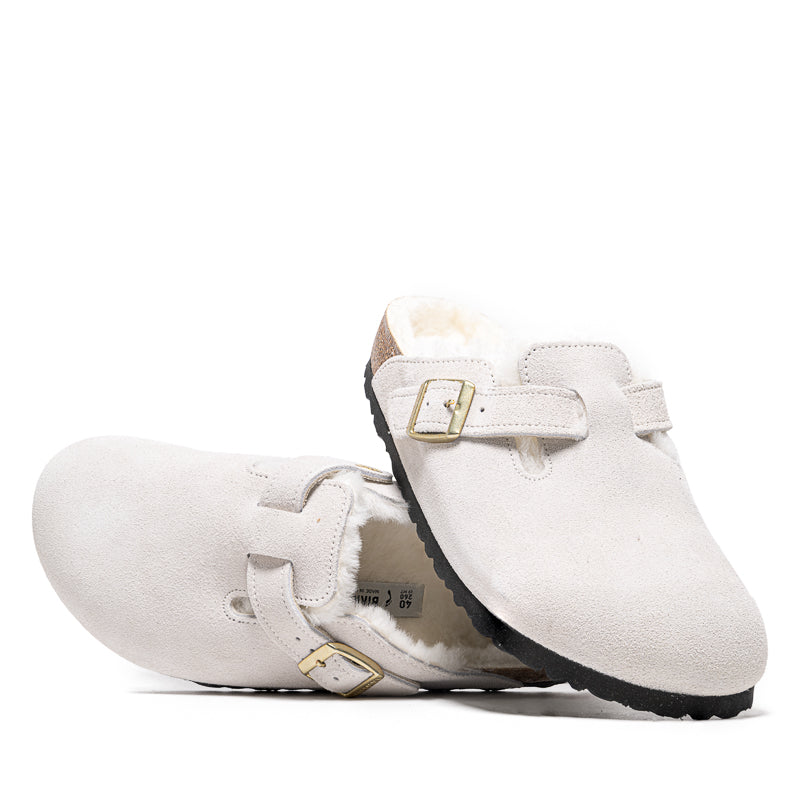 Women's Birkenstock Boston Shearling Suede - Antique White