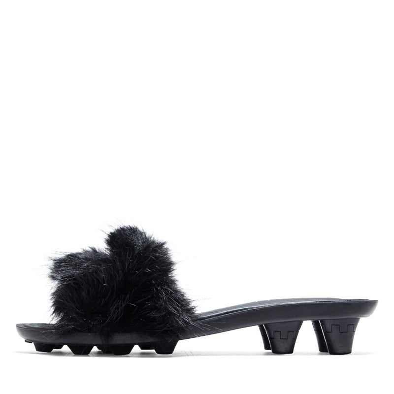 Women's Fenty x Puma Chic Fur Slide - Black/Silver